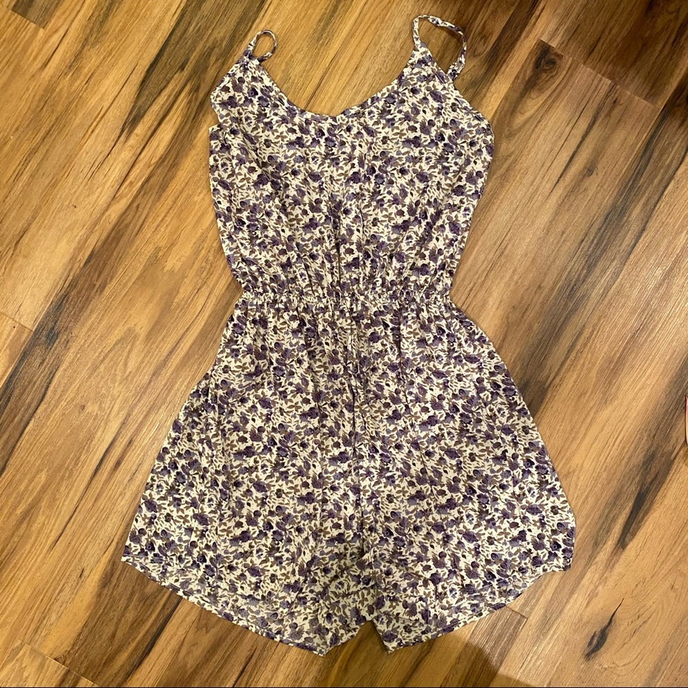 Purple Floral Romper with Shorts